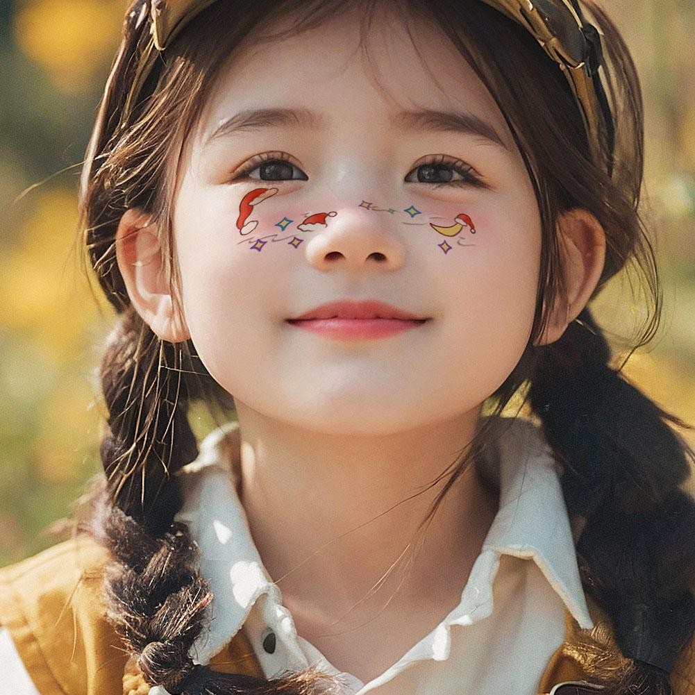 คริสมาสต์ใบหน้าน่ารักสติกเกอร์รอยสักชั่วคราวของผู้หญิงนุ่มหวานกันน้ําแต่งหน้าสติกเกอร์รอยสัก - รูปที่ 4