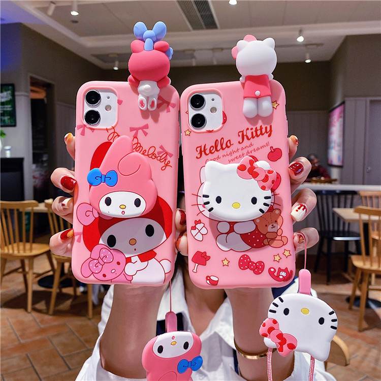 เคสโทรศัพท์เหมาะสำหรับ iphone16/15/14/13/12/11pro/PLUS/Promax/xs/xr/xsmax/8/7/6plus การ์ตูนสามมิติสายคล้องน่ารักกันกระแทกกันกระแทกป้องกันลายนิ้วมือ