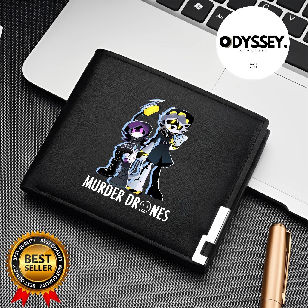 MURDER DRONES กระเป๋าสตางค์แบบพับได้สําหรับผู้ชายกระเป๋าสตางค์หนังสังเคราะห์