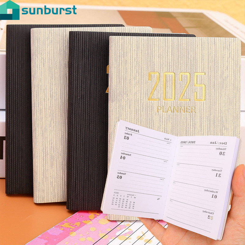 1/2 ชิ้น 2025 A7 Schedule Book - Soild Color Pocket Planner Notebook - School Office Stationery - แบ