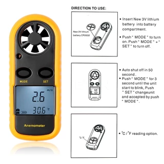 🚚ท้องถิ่น🚚 LCD Digital Anemometer เครื่องวัดความเร็วลมวัดความเร็วลมวัดเครื่องวัดเทอร์โมมิเตอร์