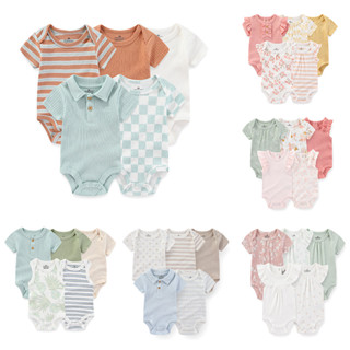 Kiddiezoom 5 ชิ้นแฟชั่นฤดูร้อนการ์ตูนเด็กทารกชุดบอดี้สูทนุ่ม…
