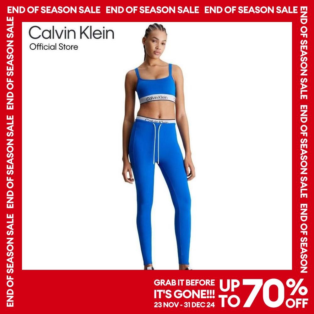 CALVIN KLEIN กางเกงเลคกิ้งผู้หญิง Icon ทรง High Rise รุ่น 4WS4L627 401-สีฟ้า