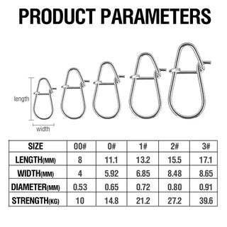 100 ชิ้นสแตนเลสตกปลา Accesories 00 #-3# Snap 10-39.6Kg High Strength Connector Buckle สําหรับน้ําจืดน้ําเค็ม