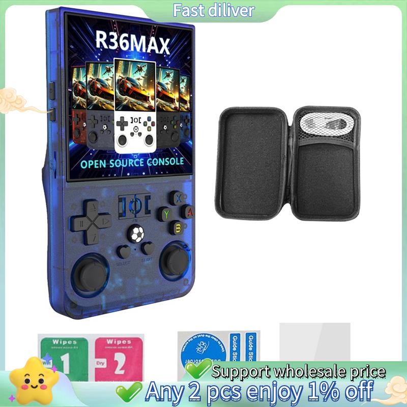 R36max Retro เกมคอนโซลมือถือ 128GB 4.0 นิ้วหน้าจอ IPS แบบพกพากระเป๋าเครื่องเล่นวิดีโอรองรับ 30 + Emu