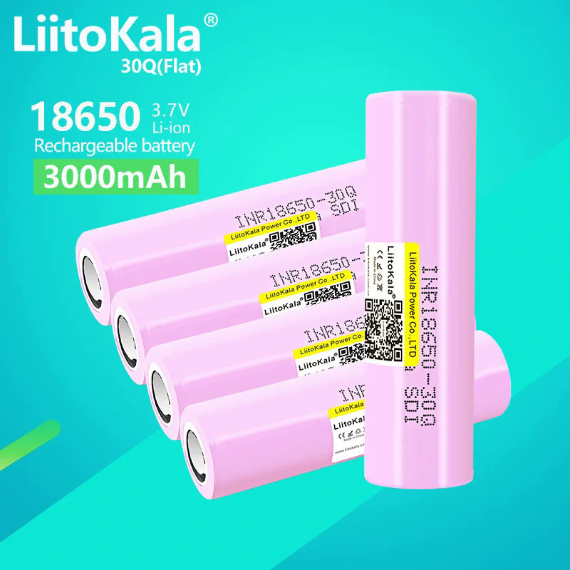 5PCS LiitoKala INR18650 30Q 3.7V Rechargeable Li-Ion Battery 30A Discharge For Samsung INR18650 Flas