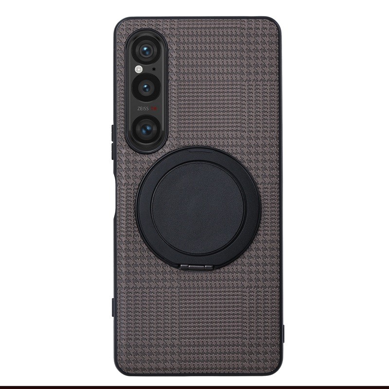 Luxury Kevlar Houndstooth Texture หนังที่มองไม่เห็นวงเล็บแหวนแม่เหล็กสําหรับ Sony Xperia 1 VI 10 V 5V 5 1 IV 1V 10 VI ปกหลังปลอก
