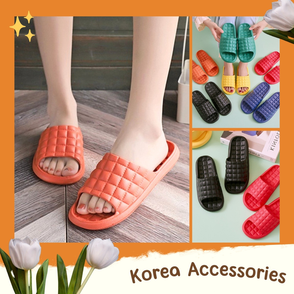 💮Korean Style Shop Online💮 รองเท้าแตะเพื่อสุขภาพ แต่งลายตาราง 7 สี น้ำหนักเบาสบายเท้า (27)