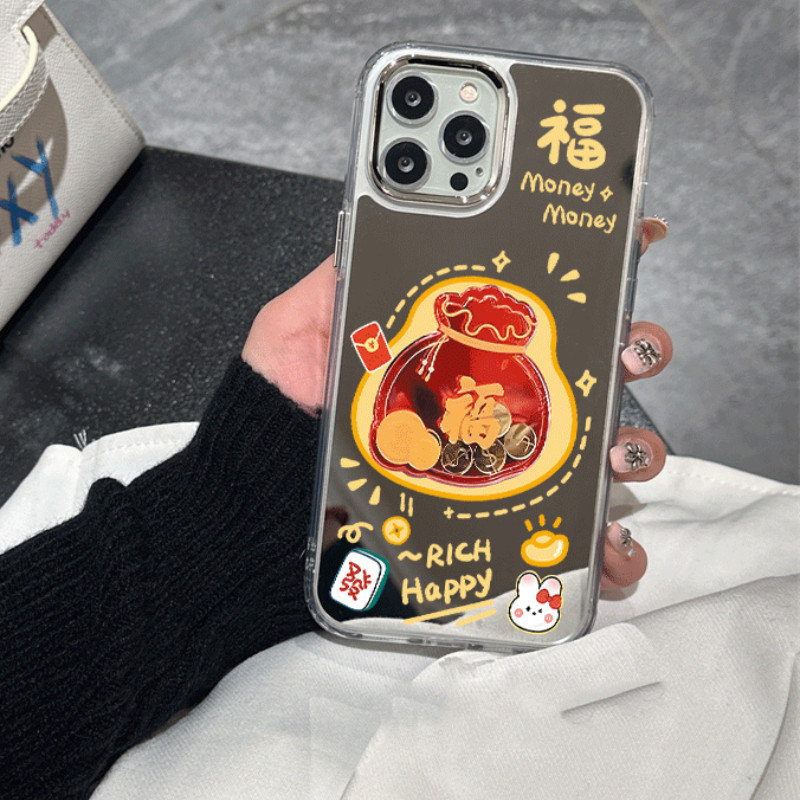 ปีใหม่เหรียญทองถุงโชคดีกระจกปลอกสําหรับhuawei Honor 200 Lite X9B X9A 100 90 80 70 60 Pro Plus 60 SE 