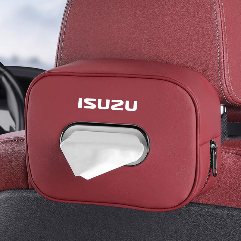 รถที่นั่งกลับหนังกล่องกระดาษทิชชูกล่องเก็บอุปกรณ์ตกแต่งภายในสําหรับ Isuzu Panther Elf Traga Dmax Mux Trooper MU7 TFR Crosswind Panther Sportivo อุปกรณ์เสริม