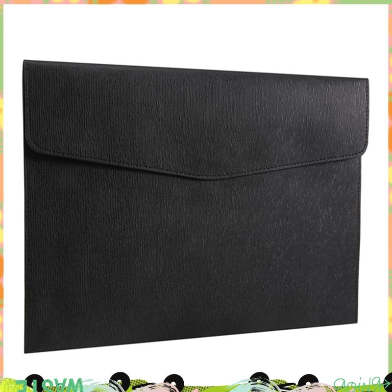 Super PU หนัง A4 แฟ้มโฟลเดอร์ผู้ถือเอกสารกันน้ํา Portfolio ซองโฟลเดอร์พร้อม Snap Closed (สีดํา)
