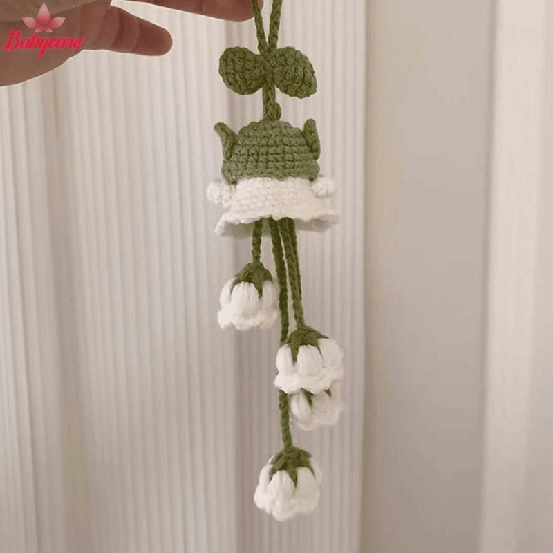 Byce> ขนสัตว์โครเชต์ผีน้อยน่ารัก Lily Of The Valley จี้ดอกไม้ถักด้วยมือ DIY วัสดุกระเป๋าจี้รถจี้น่ารักใหม่ - รูปที่ 6