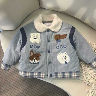 เด็กชายฤดูหนาวสไตล์ใหม่แฟชั่น2024ผ้าฝ้ายเบาะเสื้อเด็กขนแกะเบ…