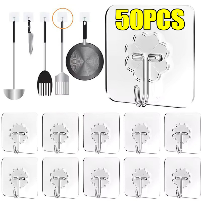 ตะขอสแตนเลสเคลือบด้าน | 10กิโลกรัมตะขอติดผนังแบบกาวสําหรับงานหนักไม่จําเป็นต้องเจาะจัดห้องน้ํากันน้ํา 6x6ซม