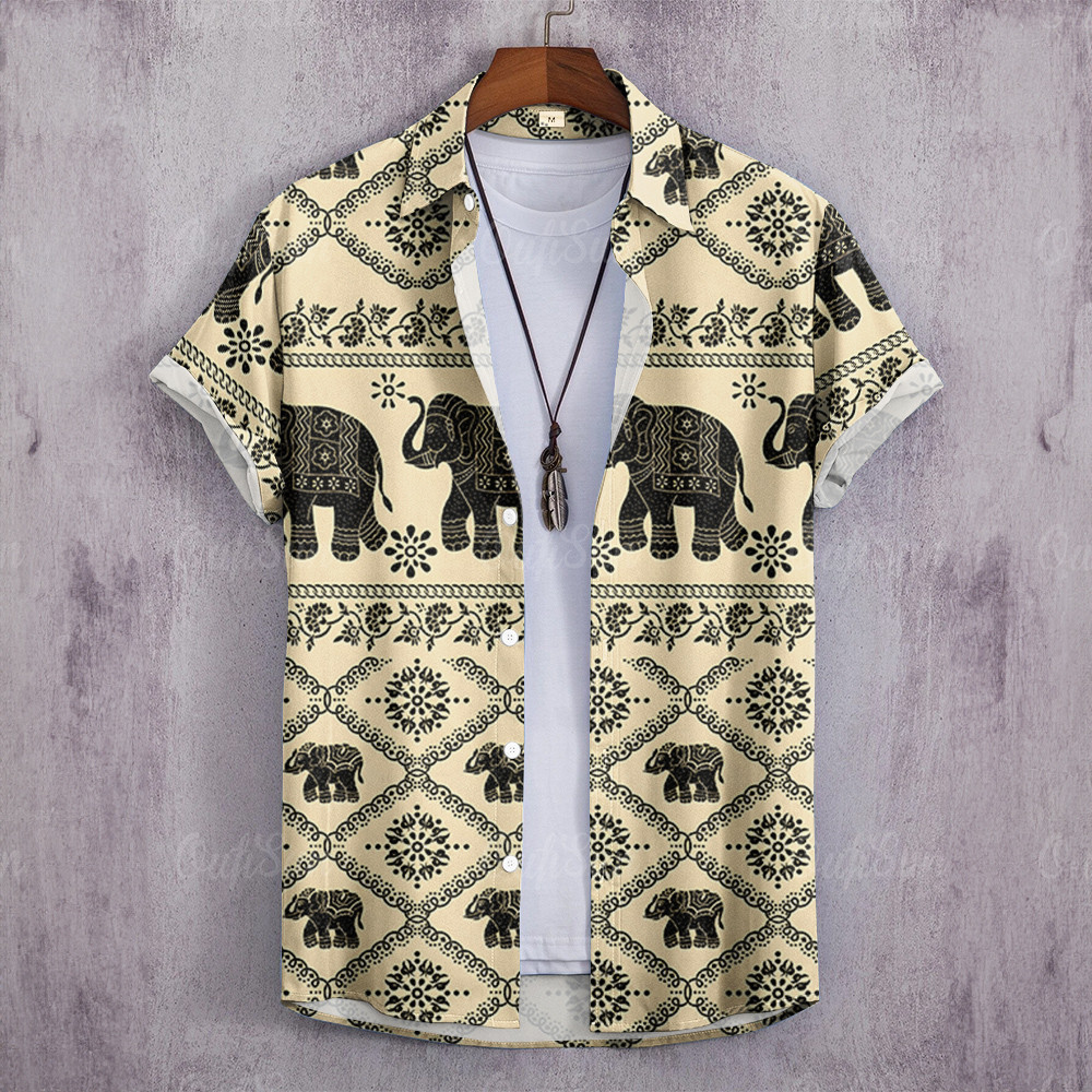 เสื้อแขนสั้นพิมพ์ลายช้าง & แพนด้า-เทรนด์แฟชั่นอากาศร้อนทุกวัน