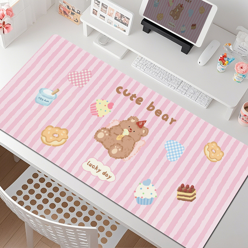 Bear Mouse Pad Girls High-Appearance ขนาดใหญ่ตําแหน่งการทํางานโต๊ะคอมพิวเตอร์ Pad ins แผ่นรองเมาส์หอพักนักเรียน
