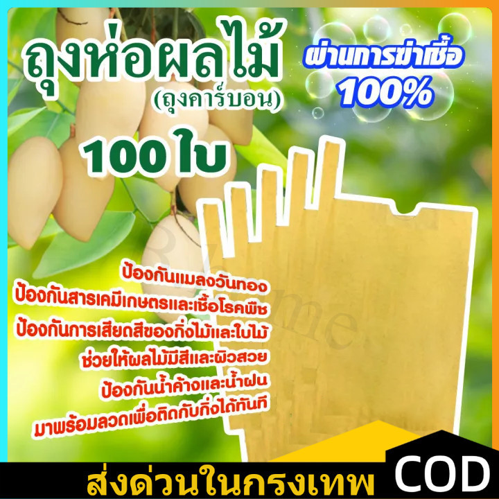 ถุงห่อผลไม้ ทีเอบี ขนาด 20x30 ซ.ม. จำนวน 100 ใบ ถุงห่อมะม่วง ถุงคาร์บอน ช่วยให้ผลไม้ ทีเอบี ป้องกันแมลงวันทอง