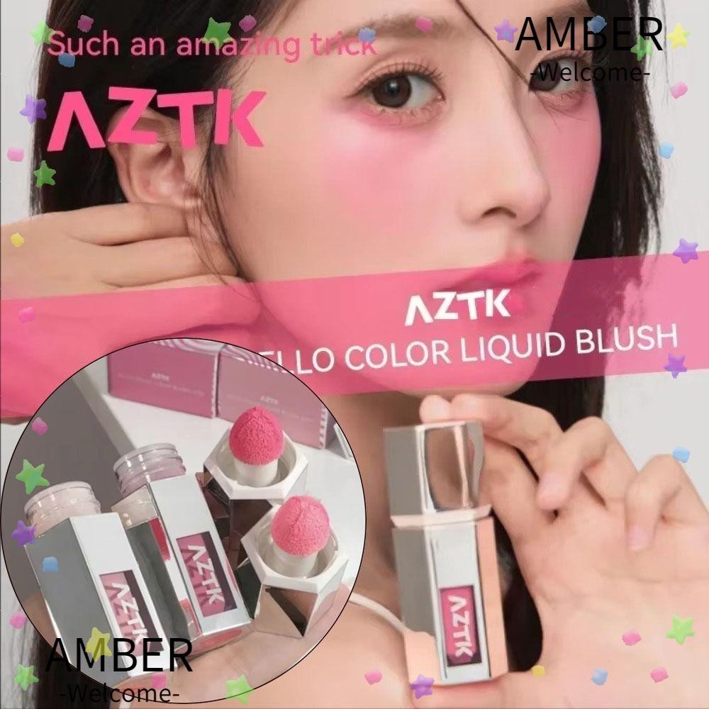 AMBER Aztk Liquid Blush, Moisturizing Beauty พร้อมฟองน้ําหัว Aztk Blush Lotion, ขายร้อน Jello Color 