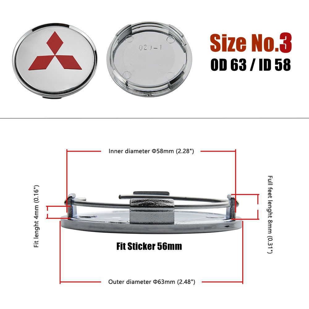 4ตัว 58มม ฝาครอบล้อ มิตซูบิชิ ฝาปิดดุมล้อ 60มม ฝาครอบดุมล้อ mitsubishi 63มม ฝาดุมล้อ 65มม - รูปที่ 5