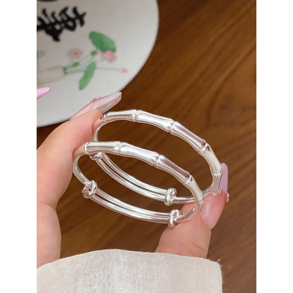 ลาว เฟิงเซียง สร้อยข้อมือเงินเด็กเด็ก 9999 เงินสเตอร์ลิงไม้ไผ่สร้อยข้อมือเงินแท้ชายหญิงเด็กเด็กเต็มเดือนของขวัญวันเกิด