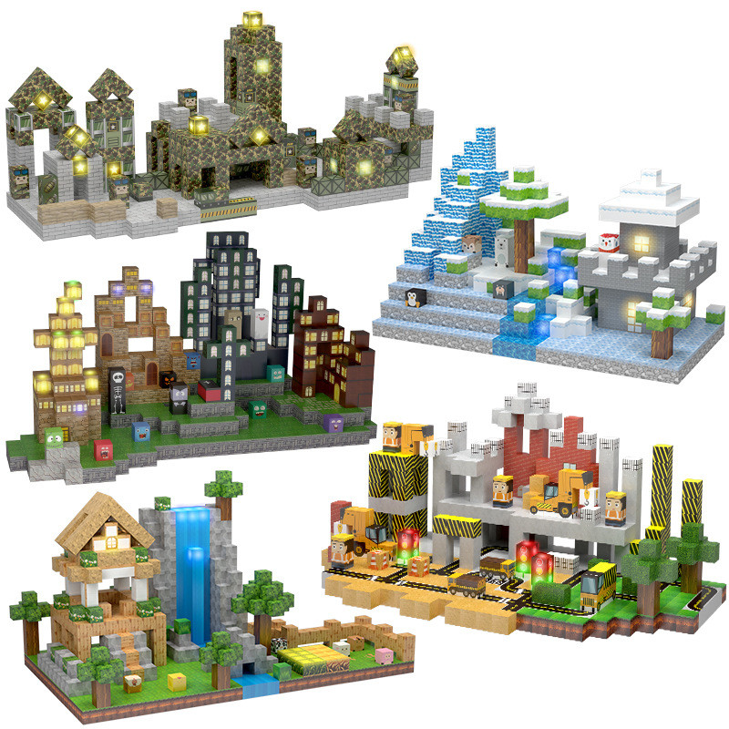 My Pixel World 9 MC Lighting Theme Magnetic Cube 2 ซม.อาคารรุ่นชุดบล็อกตัวต่อแม่เหล็ก