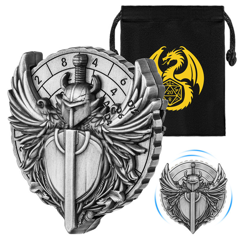 Portable Fighter Shape 7-in-1 Metal DND Roulette Dice Spinning Wheel Table Board Role Play Gaming Ac