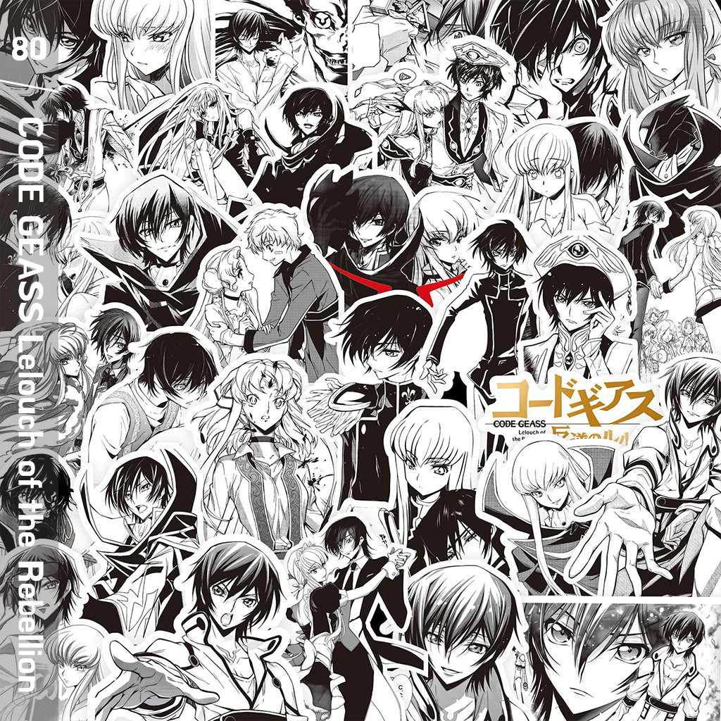 ชุดสติ๊กเกอร์ CODE GEASS Lelouch of the Rebellion ชุดสติกเกอร์กราฟฟิตีกันน้ำอะนิเมะ, 80 แผ่น/ชุด