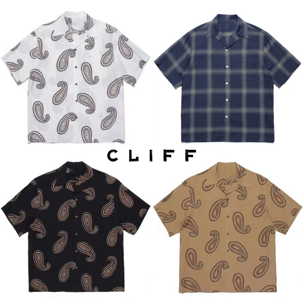 CLIFF เสื้อเชิ้ตลายดอกไม้ เสื้อเชิ้ตแขนสั้น สไตล์ฮาวาย ฤดูร้อนเย็น หลวมใส่สบาย
