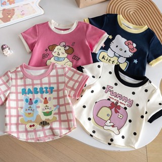 เสื้อยืดแขนสั้นเด็กผู้หญิงลายการ์ตูนน่ารักแบบใหม่ฤดูร้อนเสื้…