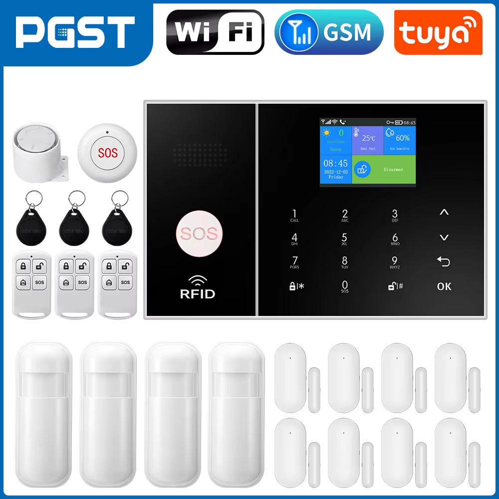 PGST GSM Alarm Smart Life Alarm ระบบสําหรับ Home WIFI Security Alarm โฮสต์ประตูและ Motion Sensor Tuy