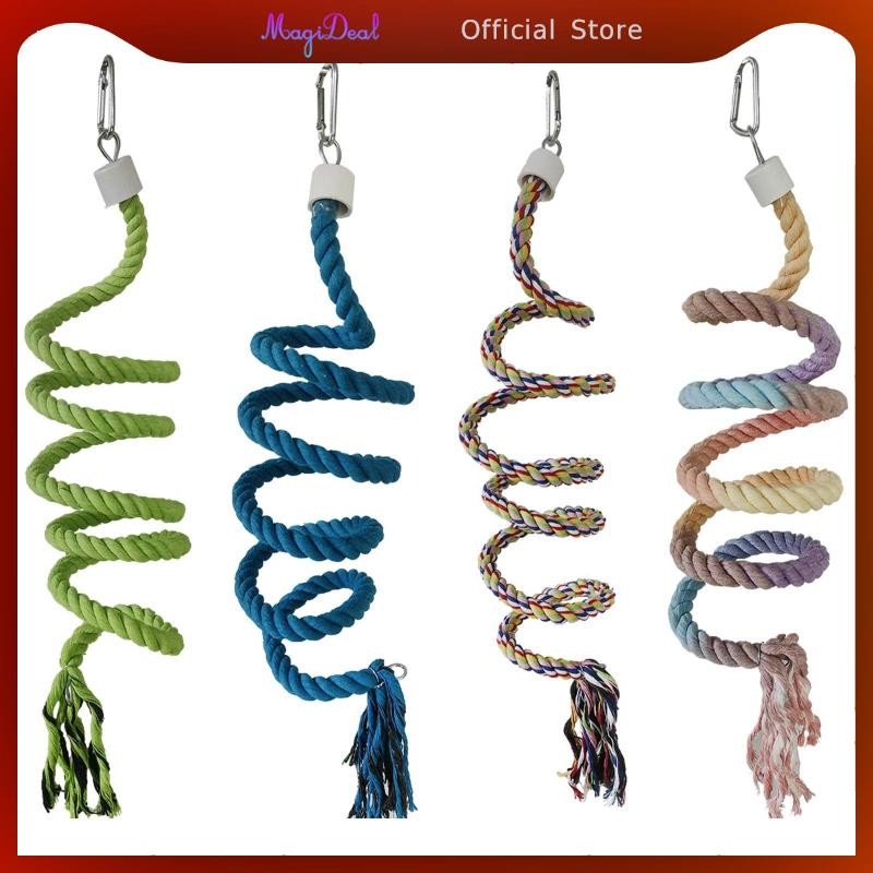 [MAGIDEAL] Bird Rope Perch Parrot Spiral Perch 59.-6inch ผ้าฝ้ายยืดหยุ่นปีนเขาของเล่นสําหรับแอฟริกัน