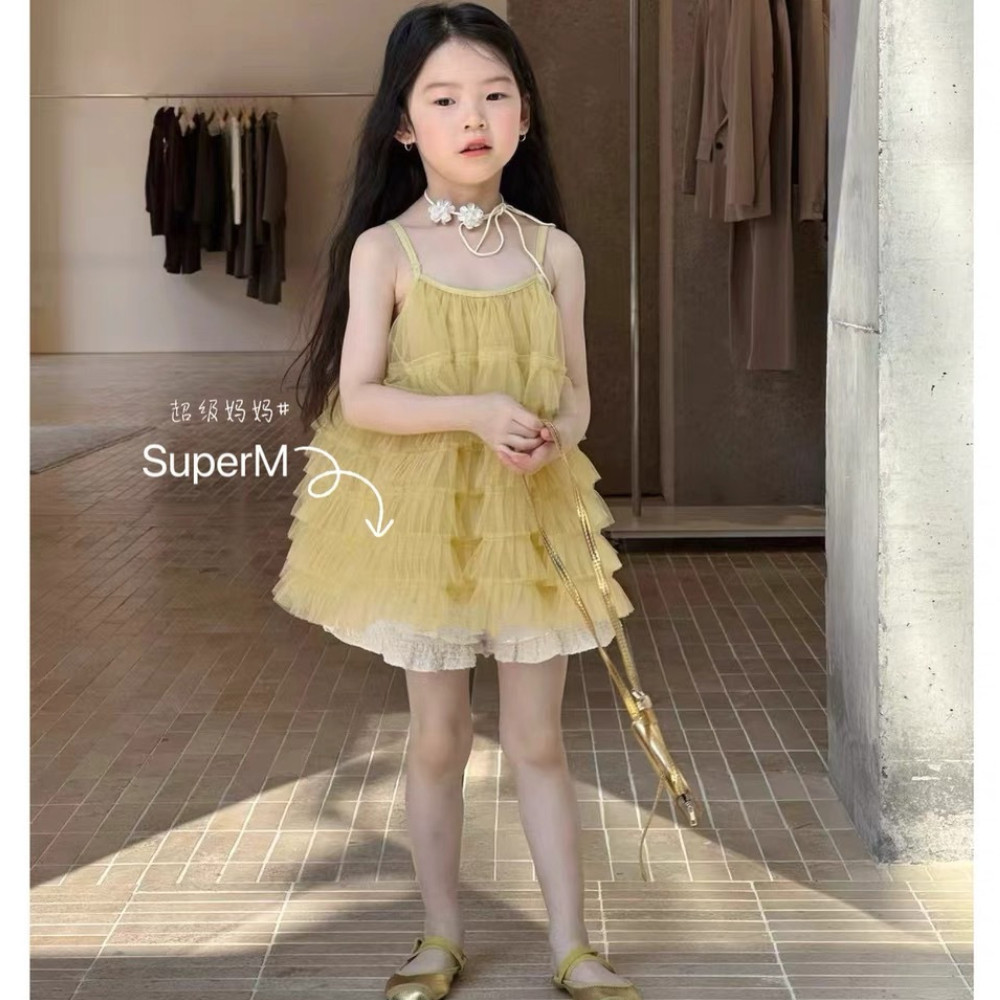 ฤดูร้อนสาวตาข่ายสลิงเด็กแฟชั่นวันหยุดสไตล์เสื้อกั๊กเด็กหวานเจ้าหญิงด้านบนเวอร์ชั่นเกาหลีเสื้อผ้าเด็ก