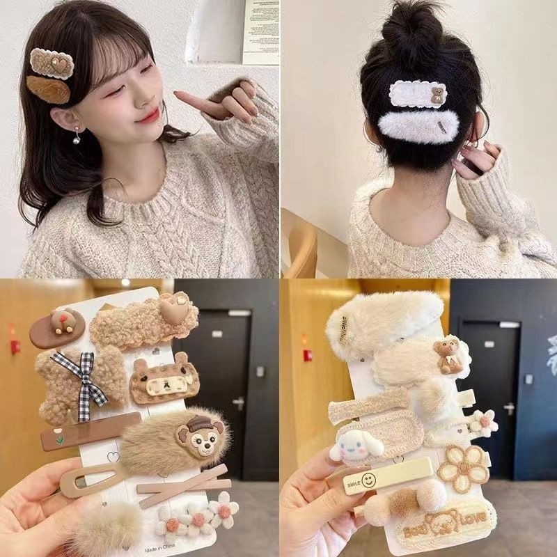 AR 10 ชิ้น/เซ็ต CHARACTER GIRLS HAIR CLIPS / KOREAN BROWN CHILDRENS HAIR CLIPS / CHILDRENS HAIR ACCE