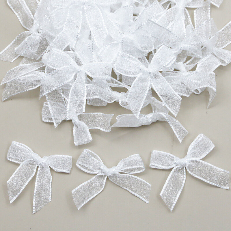 (50ชิ้น/ถุง) 3.5×4.5เซนติเมตรออร์แกนซ่าริบบิ้นโบว์มินิคริสต์มาสโบว์พรรคตกแต่งหัตถกรรมอุปกรณ์ผมที่ทําด้วยมือแต่งงานฉากเค้าโครงห้องตกแ