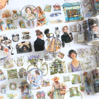 Journamm 60 มม.* 2 เมตรน่ารักสาวตัวอักษรสติกเกอร์เทปตกแต่ง C…