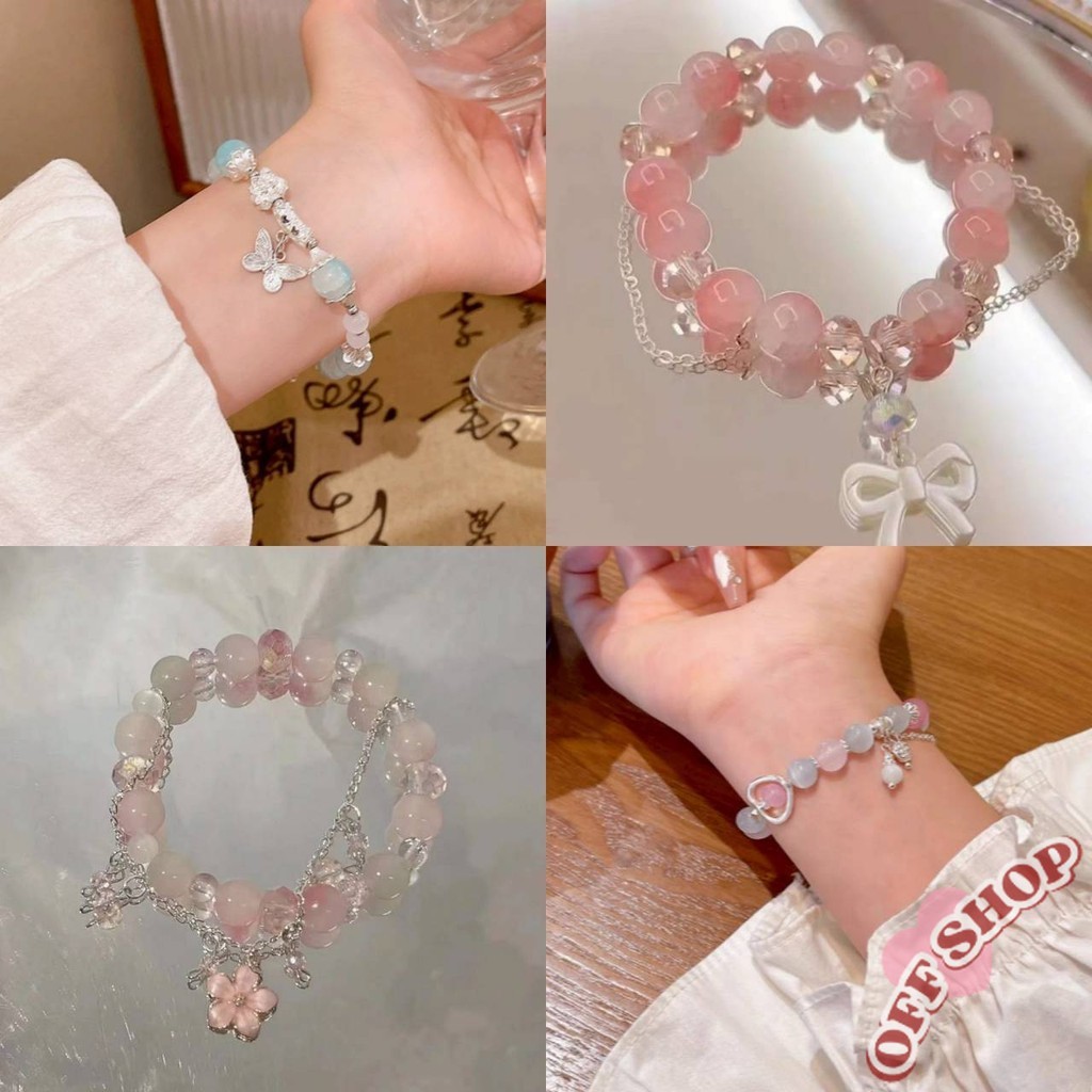 OFF SHOP 🥻ใหม่ 2025 กำไรข้อมือลูกปัดลายมัดย้อม สีพาสเทล ยางยืด ' BRL-6