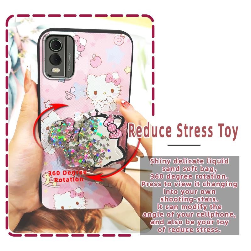 ป้องกันเลนส์โทรศัพท์ Glitter เคสโทรศัพท์สําหรับ Nokia C32 ป้องกัน Quicksand Anti-knock ทนทานแฟชั่นออกแบบน่ารัก Dirt-proof Soft Case ขาตั้งหมุนได้ TPU Kickstand ความเรียบง่าย ราคา ถูกที่สุด ดีลบีเคเค แกลเลอรีภาพที่ 3