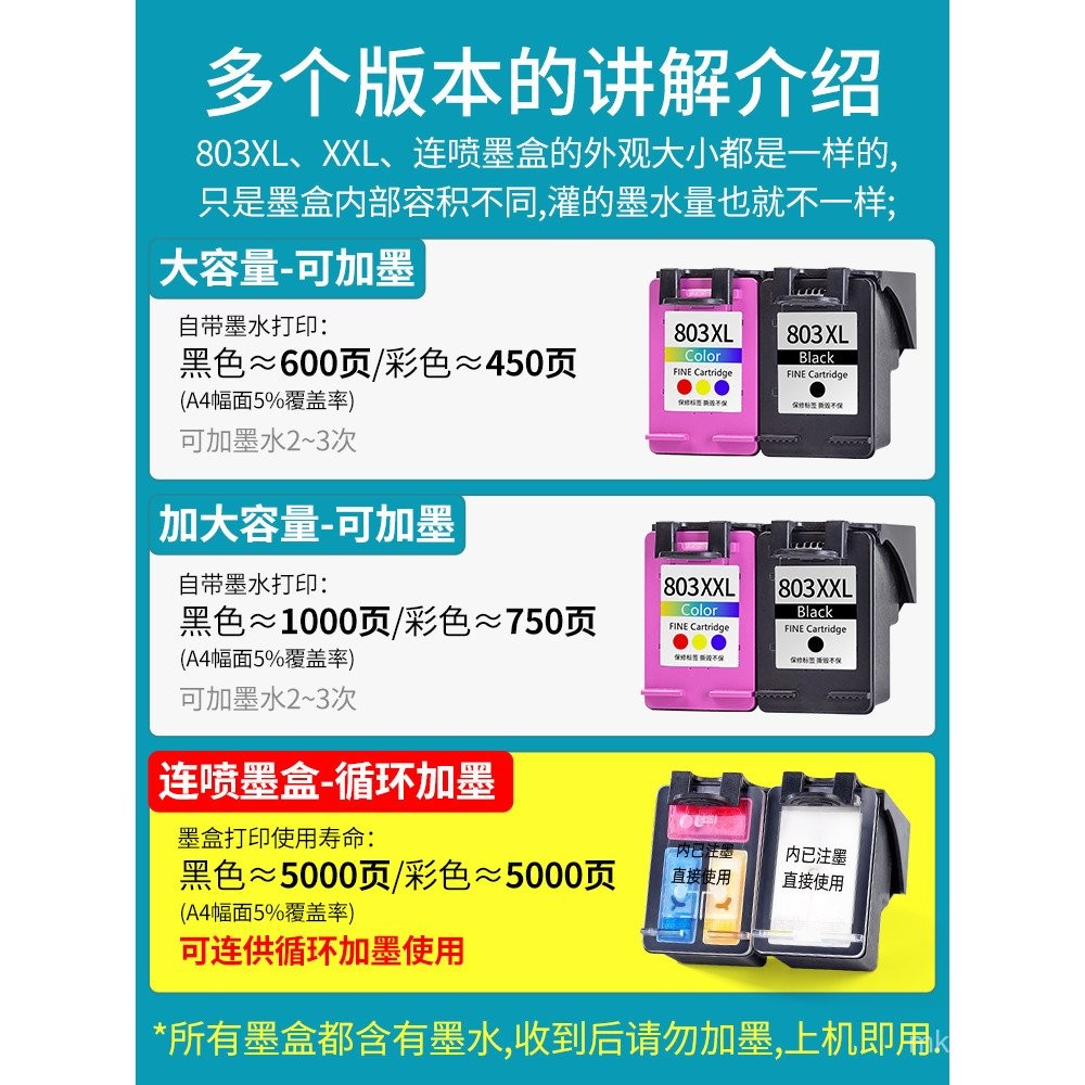 ตลับหมึก HP 2623 ที่เข้ากันได้ ตลับหมึกความจุขนาดใหญ่สำหรับเครื่องพิมพ์ HP Deskjet 2623 สีดำ ชุดตลับ