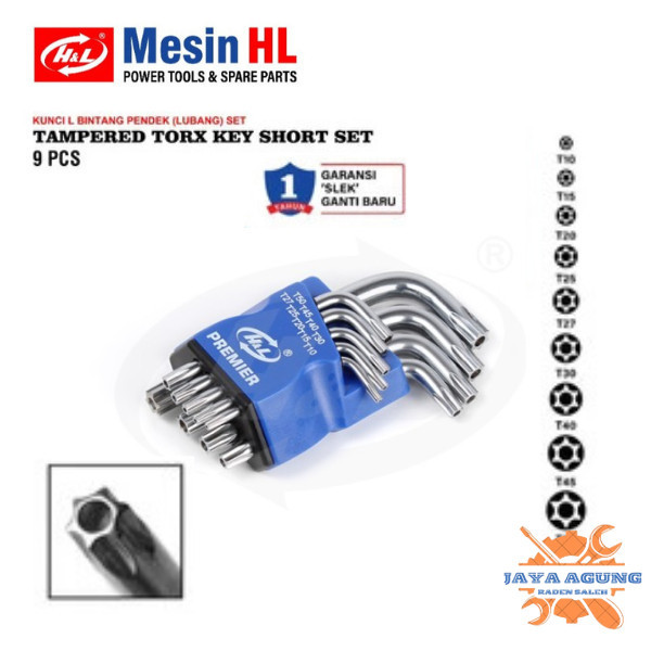 H&L 9 ชิ้น Short TORX SET (HHTT0004) / กุญแจดาวสั้นมีรู / Tampered Torx Key Short