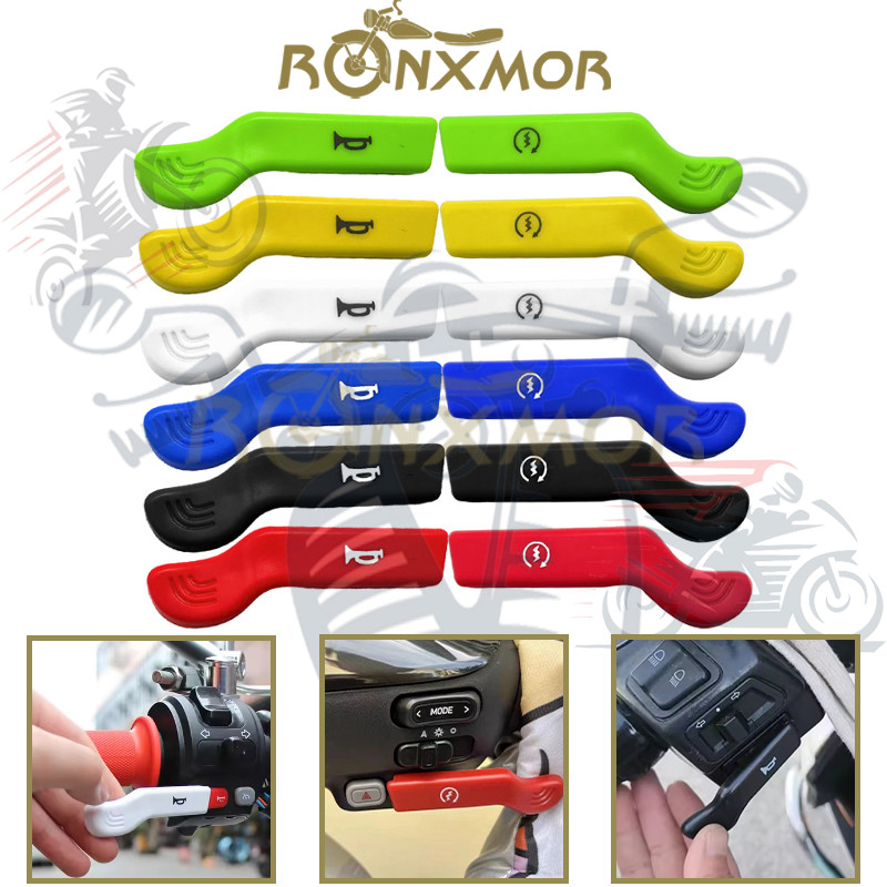 RONXMOR 2PCS Universal รถจักรยานยนต์การปรับเปลี่ยนเริ่มต้นปุ่มสวิทช์ Horn Switch Extender ปุ่มขยายปุ่มยาง Horn Switch