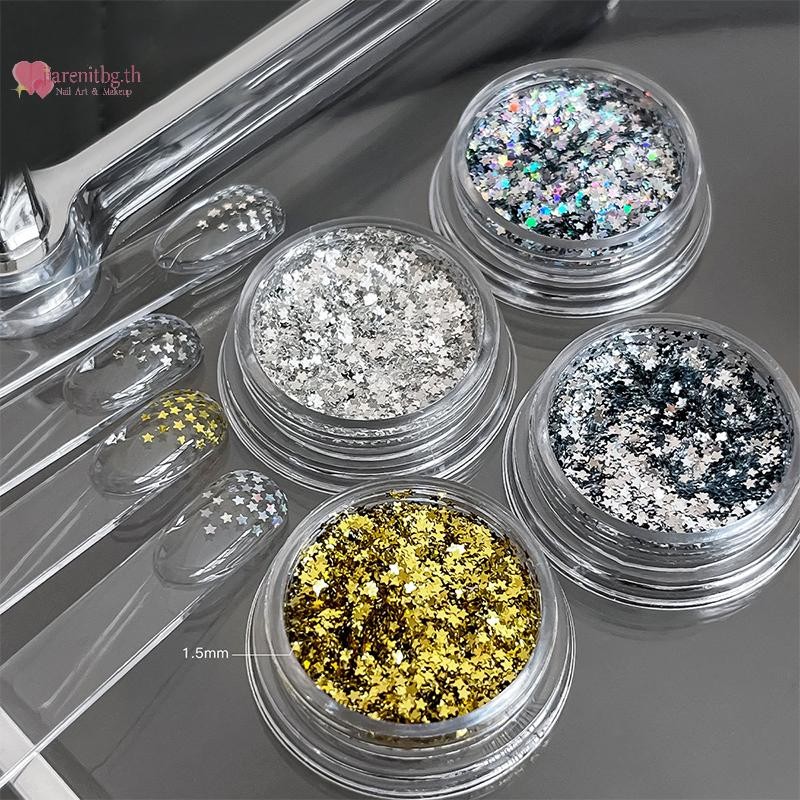RENBG 1 กล่อง 3D เงา Star เล็บเลื่อม Star Glitter Sequins Flakes DIY แต่งเล็บเครื่องประดับเล็บอุปกรณ์ TH