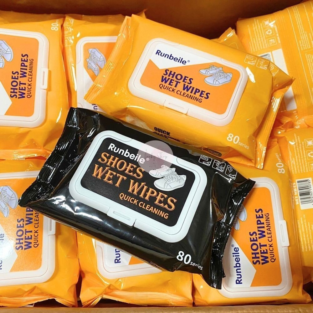 Set 1/3/5 ห่อ Shoe Wet Wipes แผ่นเช็ดรองเท้า แบบใช้แล้วทิ้ง ไม่ต้องล้างน้ำ ไม่ทำลายพื้นผิวรองเท้า ห่อ 80 แผ่น พร้อมส่ง!!