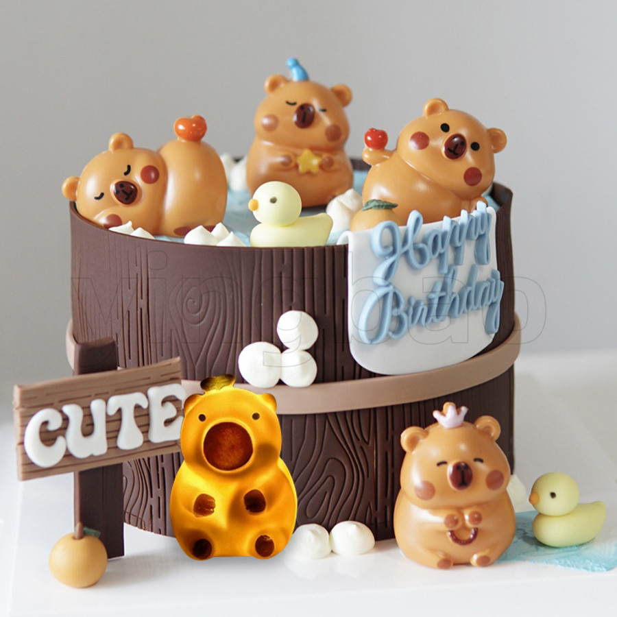 Capybara รูปตุ๊กตาเค้ก Topper ของเล่นสัตว์เครื่องประดับ Happy Birthday แบนเนอร์สําหรับเด็กวันเกิด Party Surprise ของขวัญ