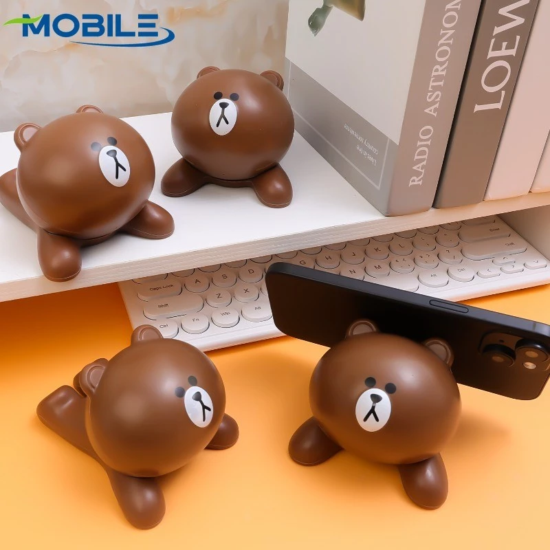 ที่วางโทรศัพท์ขี้เกียจน่ารัก-เครื่องประดับเดสก์ทอปที่บ้านสนุก-นอนหมีโทรศัพท์สนับสนุน-วงเล็บพลาสติก-โทรศัพท์มือถือแท็บเล็ตอุปก