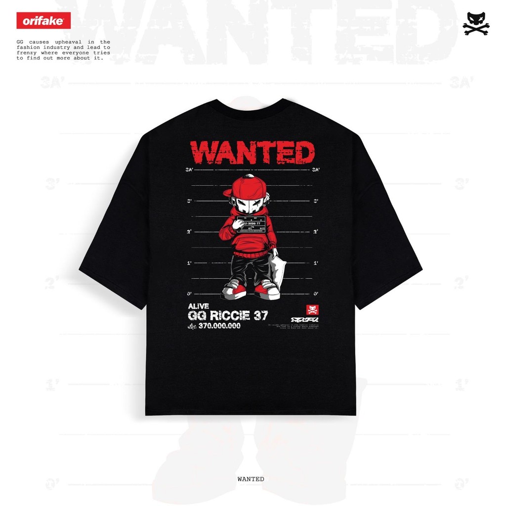 Orifake-t-shirt Oversize Design Wanted Black