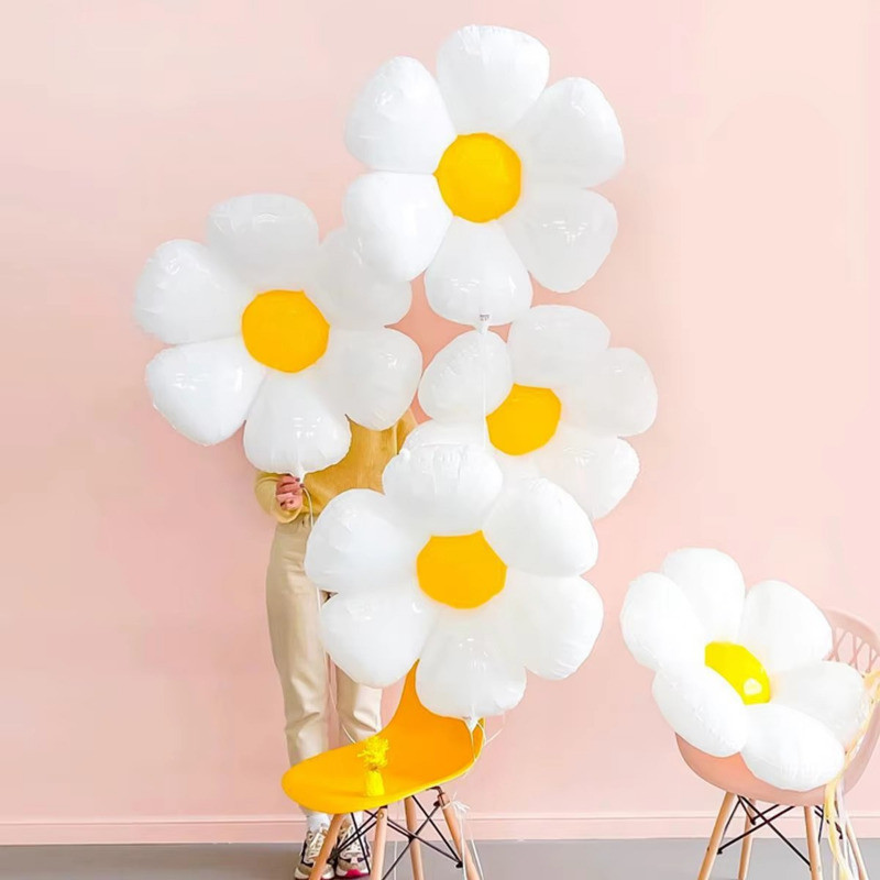 ลูกโป่งดอกไม้เดซี่สีขาว-ลูกโป่งฟอยล์ดอกทานตะวันหลายขนาด-เดซี่ลีลาวดีธีมฮาวายฮีเลียมบอล-บ้านงานเลี้ยงวันเกิดเด็กอาบน้ําตกแต่ง - รูปที่ 6