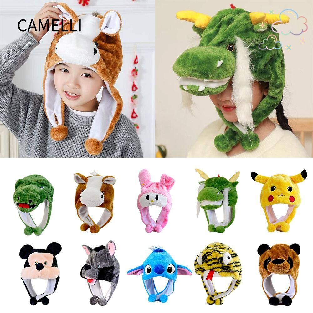 Camelli ตุ๊กตาย้ายหมวก, คออุ่นการ์ตูนสัตว์ Earflap หมวก, Trapper หมวกสัตว์ Movable หูถุงลมนิรภัยหมวกเด็กผู้ใหญ่ของขวัญ