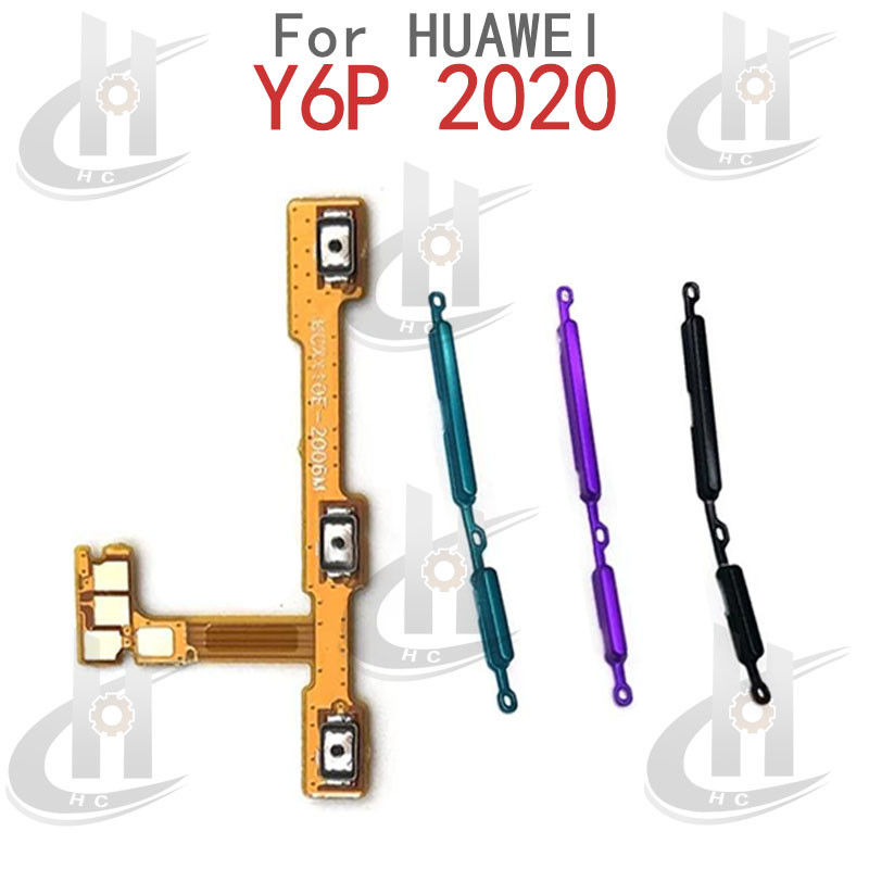 สําหรับ Huawei Y6P 2020 ปุ่มปรับระดับเสียงไฟปุ่มปุ่มสายเคเบิล Flex ปิดขึ้นและลงด้านข้างส่วนทดแทน