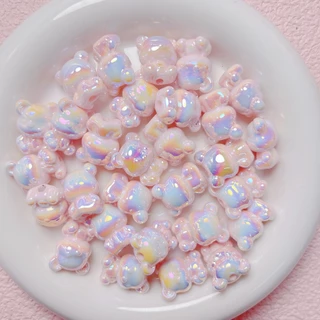 10ชิ้น ยูวี-ชุบหมีตรงหลุมลูกปัด ทําเอง ห่วงโซ่โทรศัพท์มือถือพวงกุญแจเครื่องประดับอุปกรณ์เสริม
