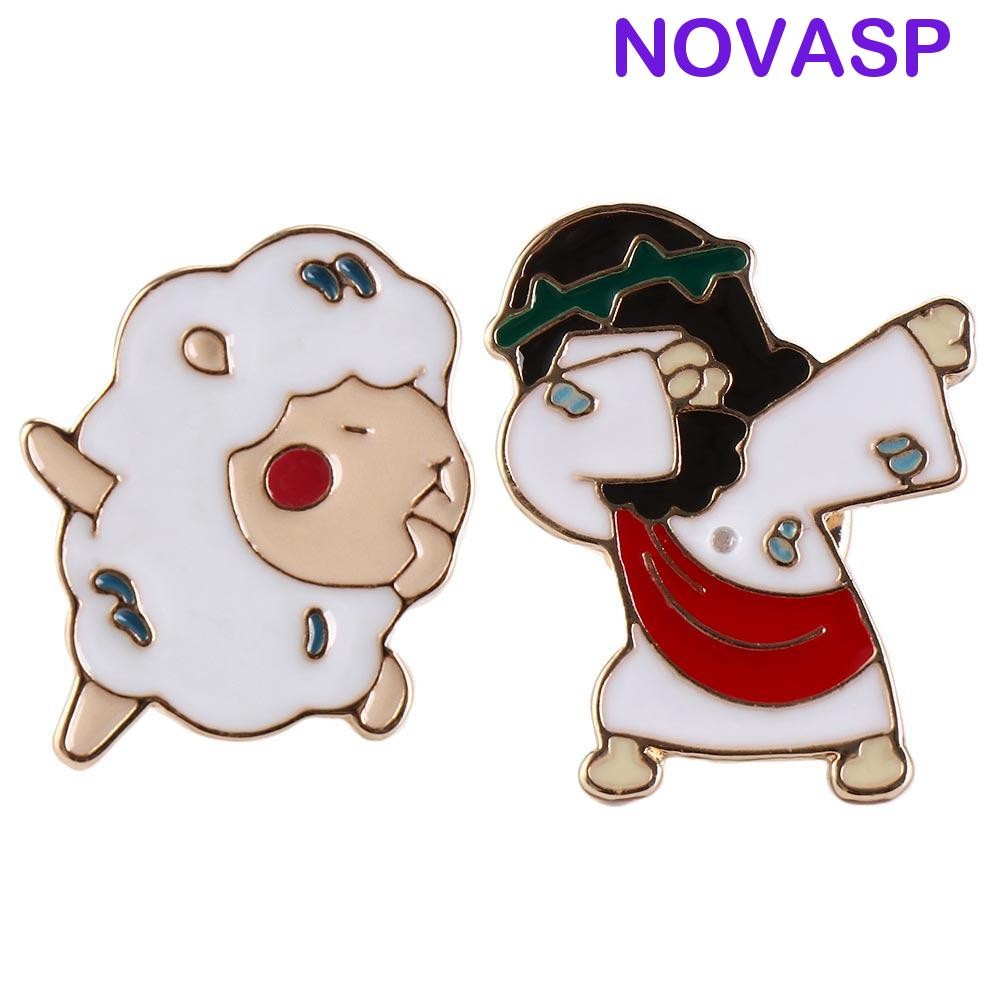 Novasp เข็มกลัดพระเยซู Messiah, แกะน้อย Swag เต้นรําเสื้อ Lapel Pins, กางเกงยีนส์สนใจน่ารัก Originality เข็มกลัดเคลือบเครื่องประดับของขวัญ